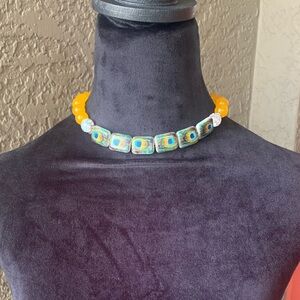 Whimsical Eclectic Peacock Beaded Choker Necklace